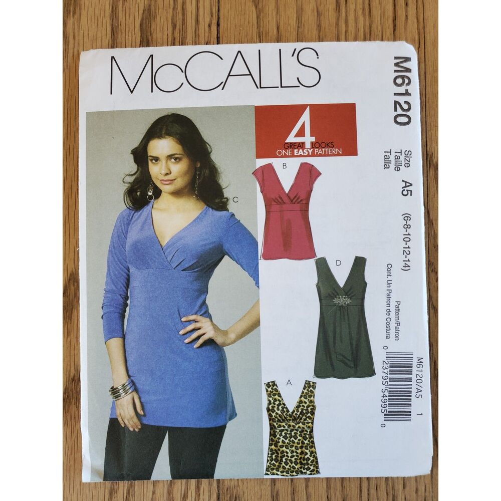 McCall's M6120 Women's 6 - 20Wrap Top Y2K Sewing Pattern New Uncut